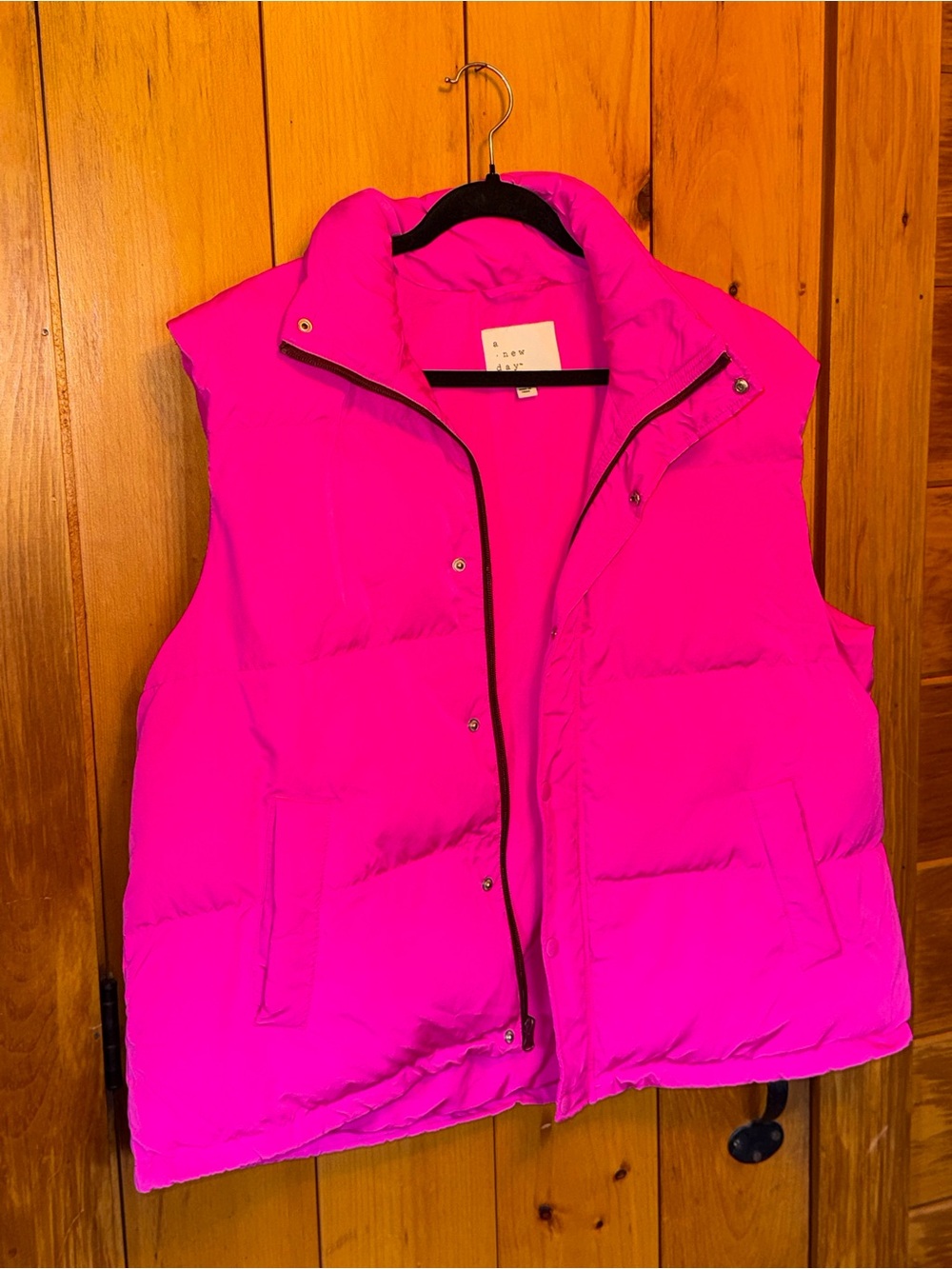 A New Day Hot Pink Puffer Vest Women’s XXL Fuchsia